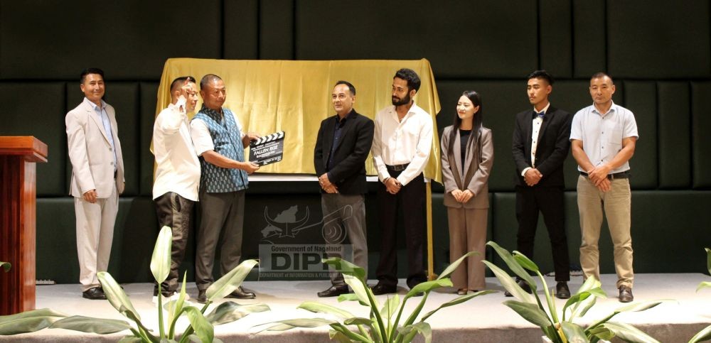 Advisor for School Education Dr Kekhrielhoulie Yhome with the director and cast during the official opening and screening of the bilingual feature film ‘Fallen Rise’ at Hotel Vivor, Kohima, on August 8. (DIPR Photo)